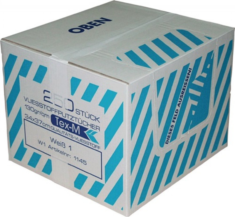 Putztuchvliesstoff L370xB340ca.mm weiß 250St./Ktr. Putztuchvliesstoff L370xB340ca.mm weiß 250St./Ktr.