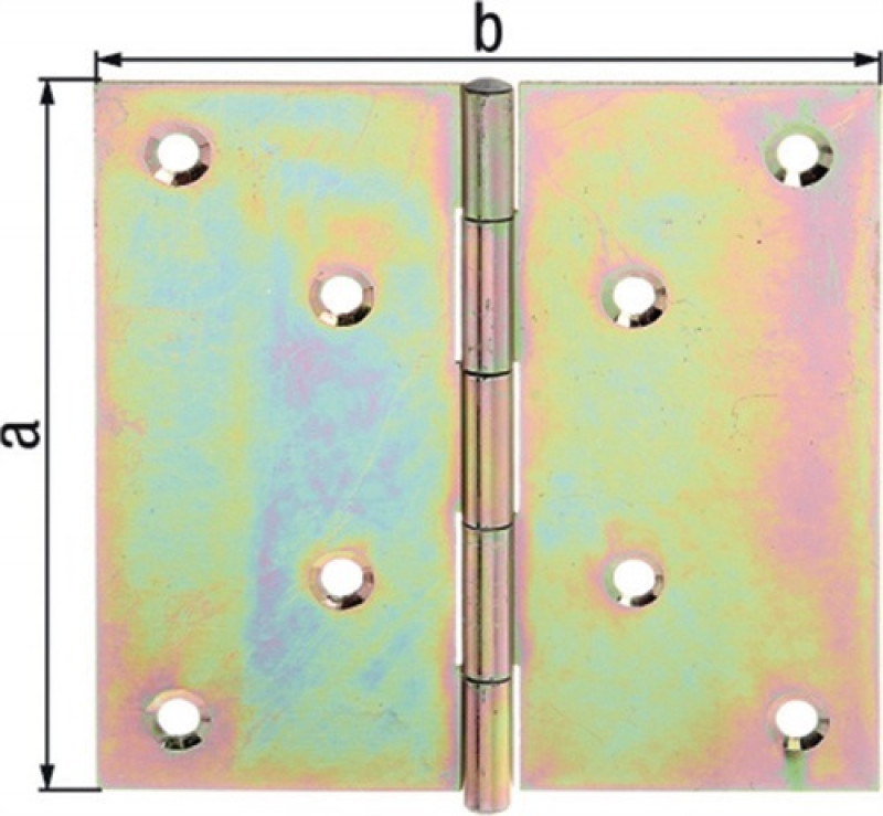 Scharnier H.82mm B.82mm S.1mm STA galv.gelb verz.quad.GAH Scharnier H.82mm B.82mm S.1mm STA galv.gelb verz.quad.GAH