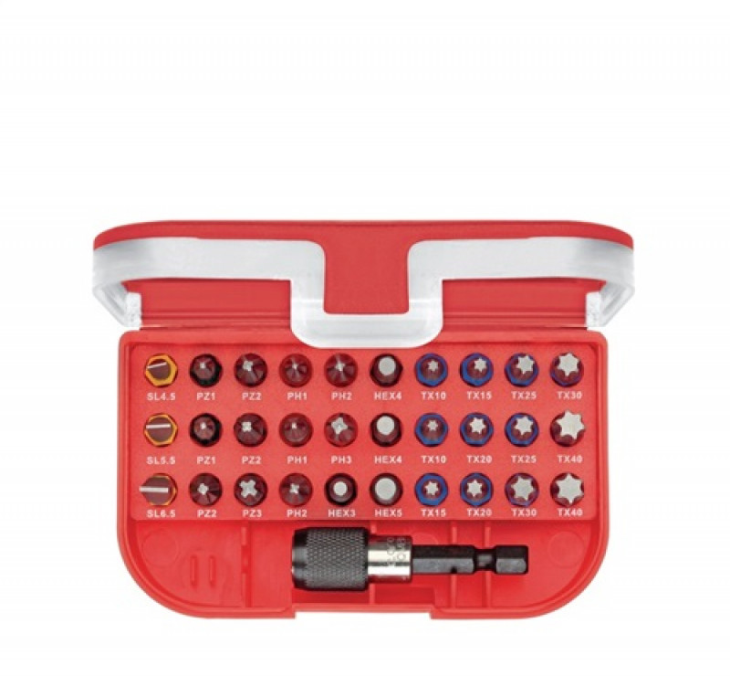 Bit-Box 32tlg. 1/4Zoll Schnellwechselhalter i.Ku.-Box m.Halteclip Bit-Box 32tlg. 1/4Zoll Schnellwechselhalter i.Ku.-Box m.Halteclip