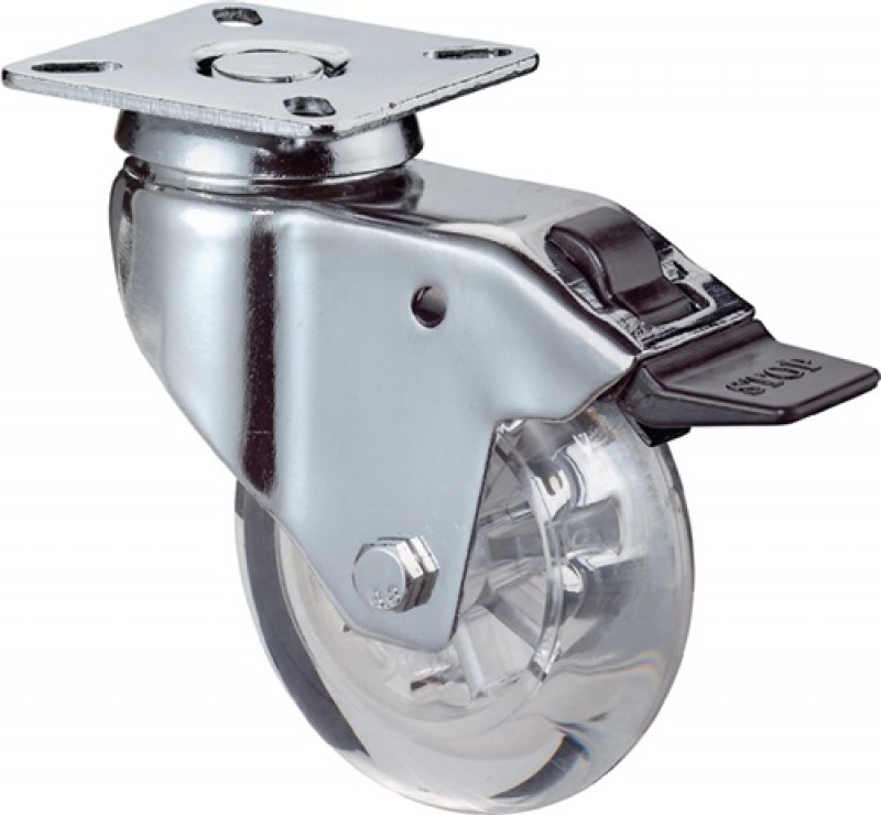 Lenkrolle m.Feststeller D.50mm Trgf.40kg m.Platte Gleitlager Ku.transp. Lenkrolle m.Feststeller D.50mm Trgf.40kg m.Platte Gleitlager Ku.transp.