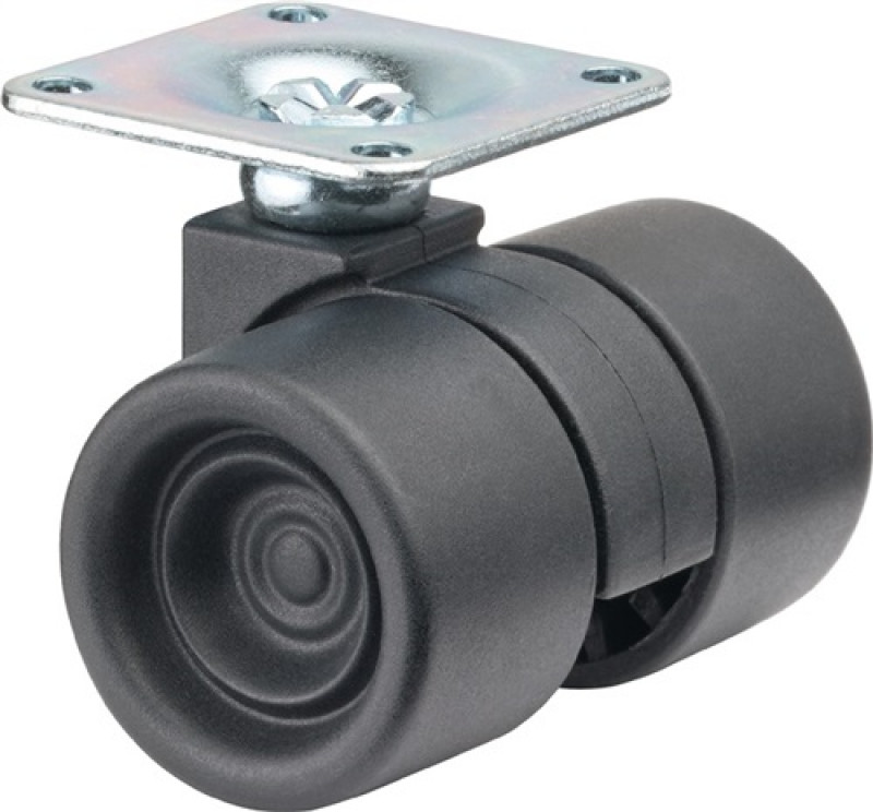 Kunststoff-Doppelrolle 38mm 60kg o.Feststeller Ku.schwarz 47 x 47mm