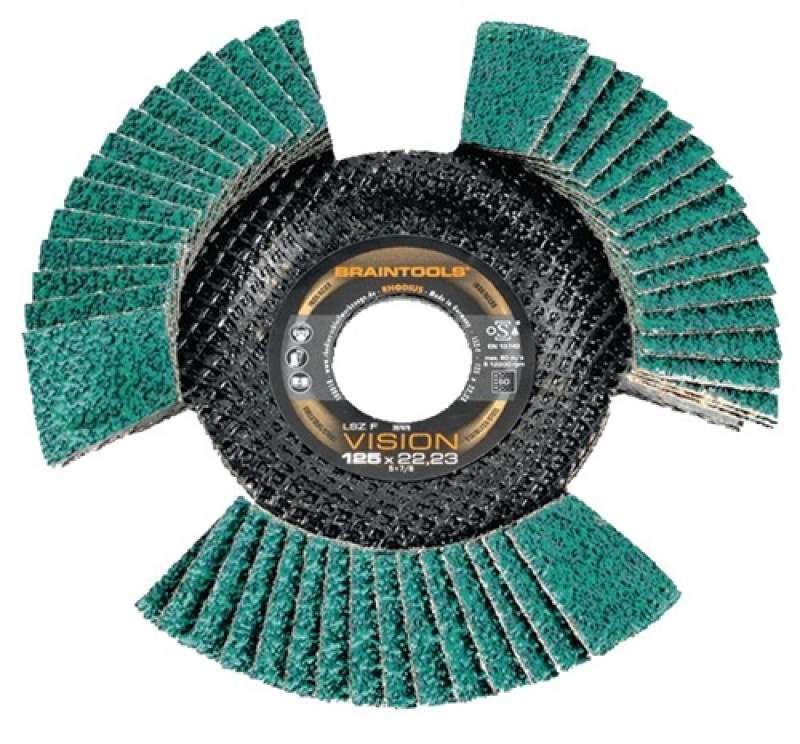 Fächerscheibe LSZ F VISION D.115mm K.60 schräg INOX ZK RHODIUS Fächerscheibe LSZ F VISION D.115mm K.60 schräg INOX ZK RHODIUS