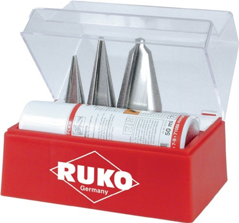 Blechschälbohrersatz 3-14/5-20/16-30,5mm HSS 4tlg.Ku.-Kassette RUKO Blechschälbohrersatz 3-14/5-20/16-30,5mm HSS 4tlg.Ku.-Kassette RUKO
