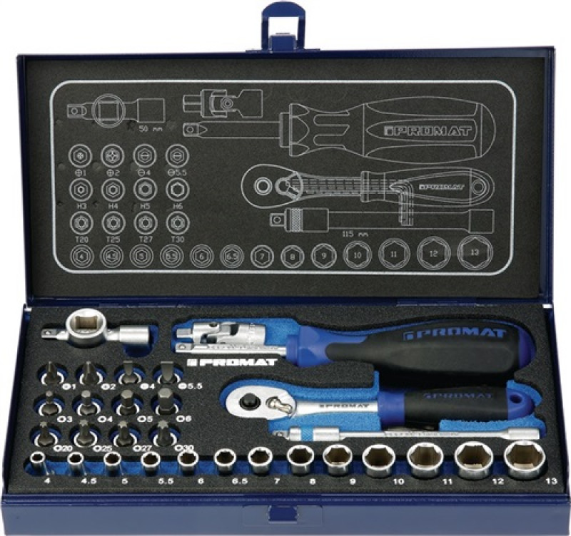 Steckschlüsselsatz 36 tlg. 1/4 Zoll f.4KT-Antrieb Steckschlüsselsatz 36 tlg. 1/4 Zoll f.4KT-Antrieb