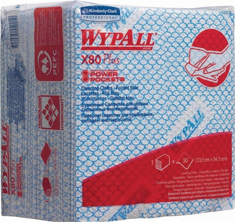 Wischtuch Wypall X80 19164 L350xB340ca.mm 1-lagig,viertelgefaltet gelb 8 Btl.x 3