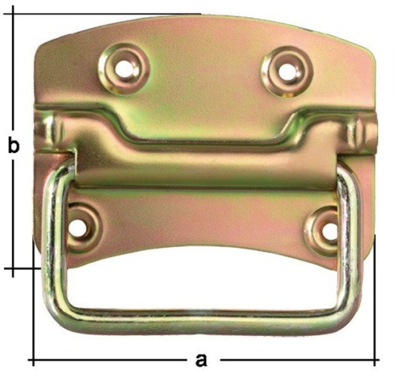 Kistengriff Höhe74mm Breite80mm STA galv. gelb verz. Anz. Löcher 4 GAH Kistengriff Höhe74mm Breite80mm STA galv. gelb verz. Anz. Löcher 4 GAH