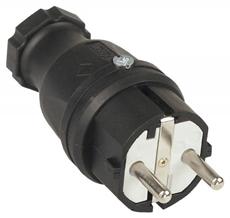 Schutzkon.st.10-/16 A 250 V schwarz IP44 Gum. Schutzkon.st.10-/16 A 250 V schwarz IP44 Gum.