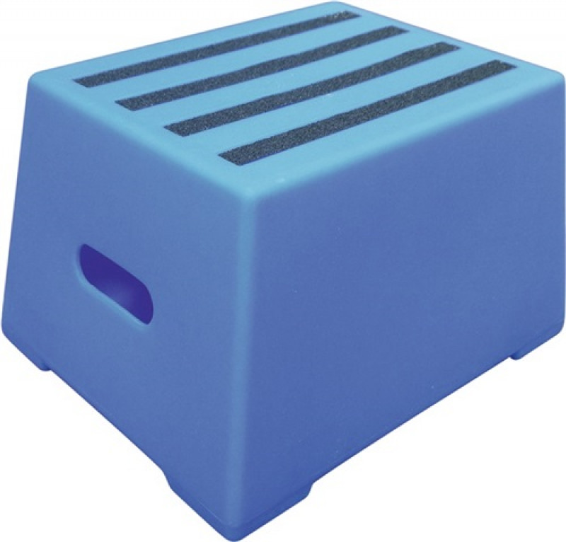 Schwerlasttritt Stufen 1 Plattform-H.300mm Ku.blau Schwerlasttritt Stufen 1 Plattform-H.300mm Ku.blau