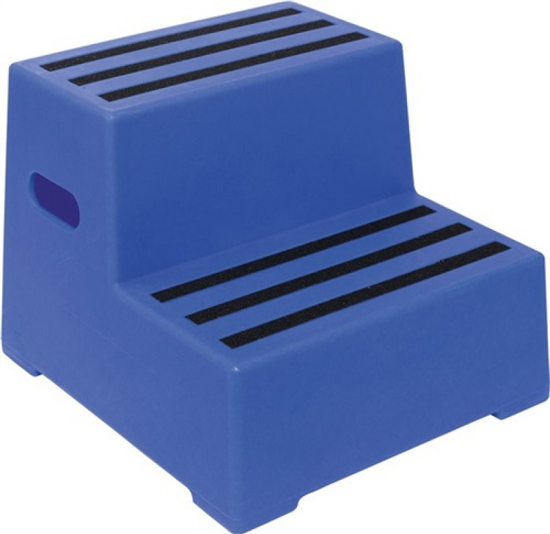Schwerlasttritt Stufen 2 Plattform-H.420mm Ku.blau Schwerlasttritt Stufen 2 Plattform-H.420mm Ku.blau