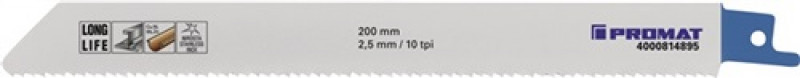 Säbelsägeblatt L.200mm B.19mm MET TPI 10 2,5mm gefr.,geschr.5 St./Karte PROMAT Säbelsägeblatt L.200mm B.19mm MET TPI 10 2,5mm gefr.,geschr.5 St./Karte PROMAT