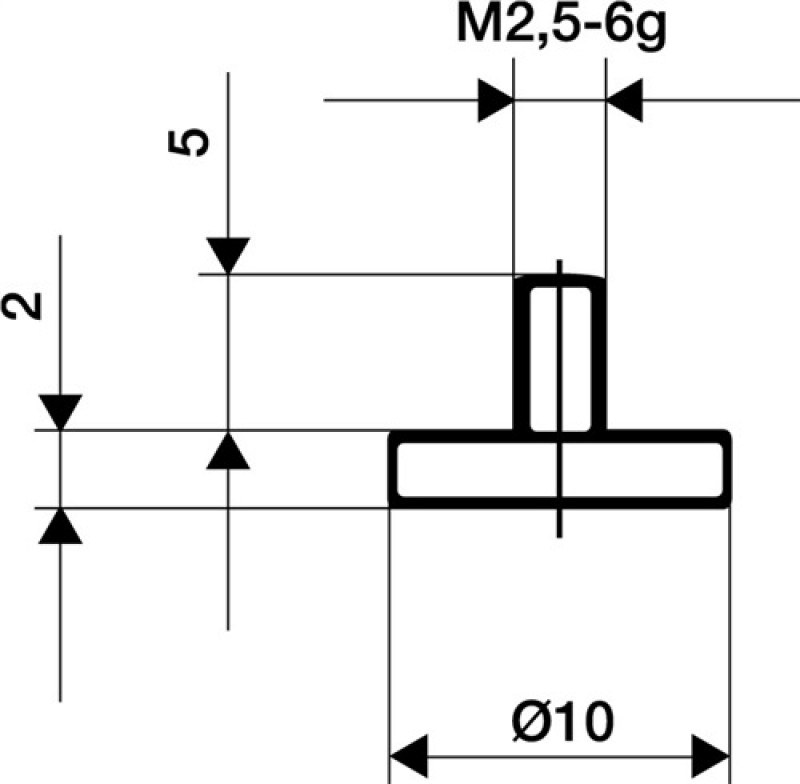 Messeinsatz D.10mm plan M2,5 STA f. Messuhren Käfer