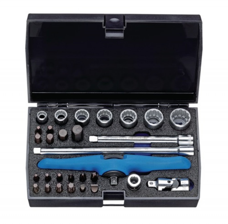 Bordwerkzeugsatz 30tlg. 1/4Zoll i.Ku.-Kasten zöllig f.Motorrad