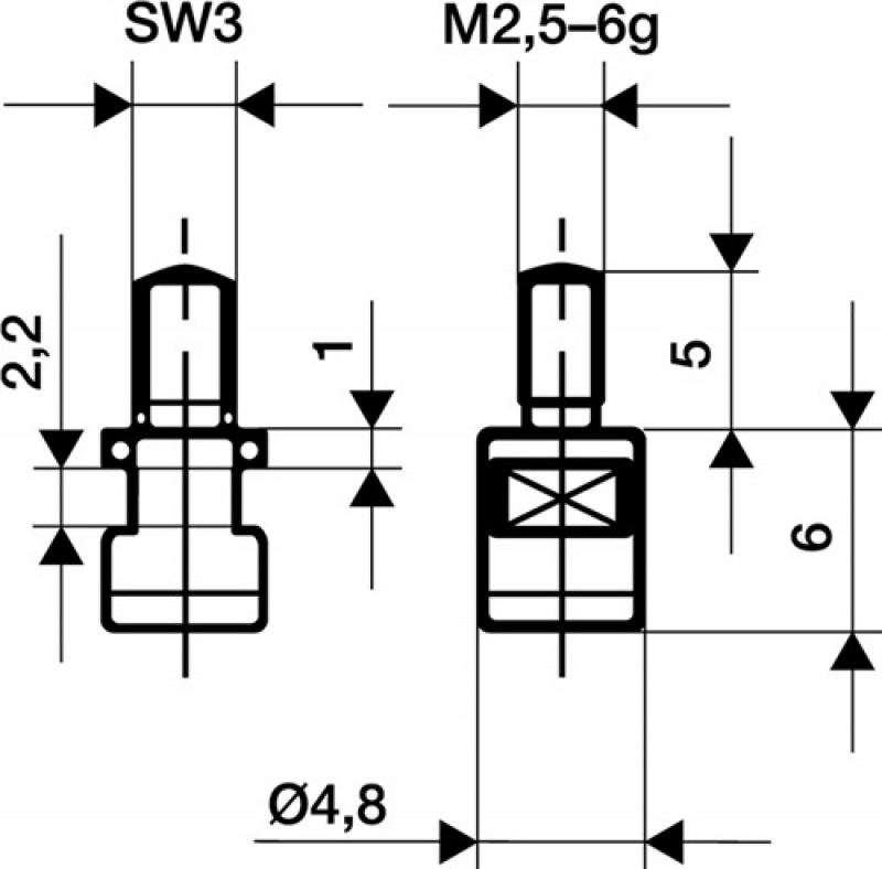 Messeinsatz D.4,8mm plan M2,5 HM f. Messuhren Käfer Messeinsatz D.4,8mm plan M2,5 HM f. Messuhren Käfer