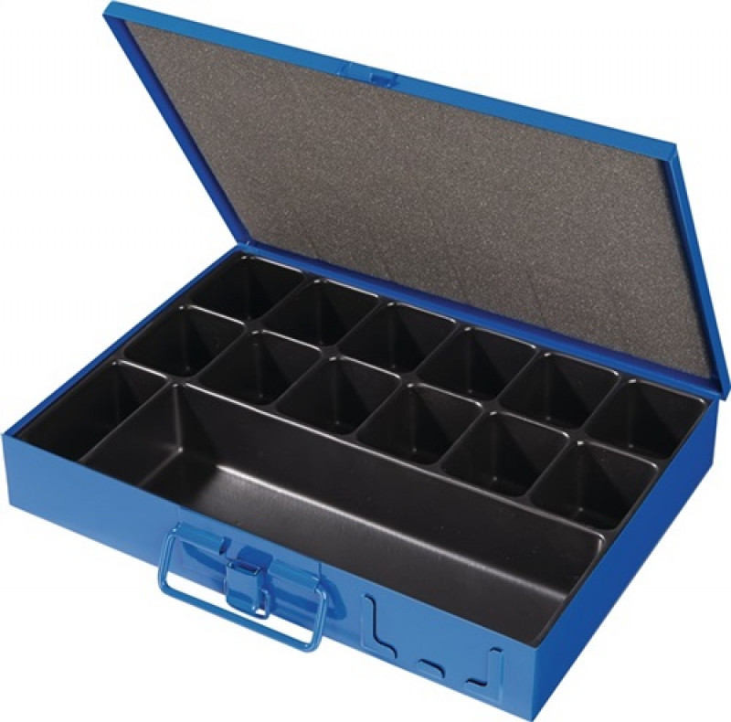 Sortimentskasten B340xT240xH50mm 14 Fächer m.Beschriftungsschild blau Sortimentskasten B340xT240xH50mm 14 Fächer m.Beschriftungsschild blau