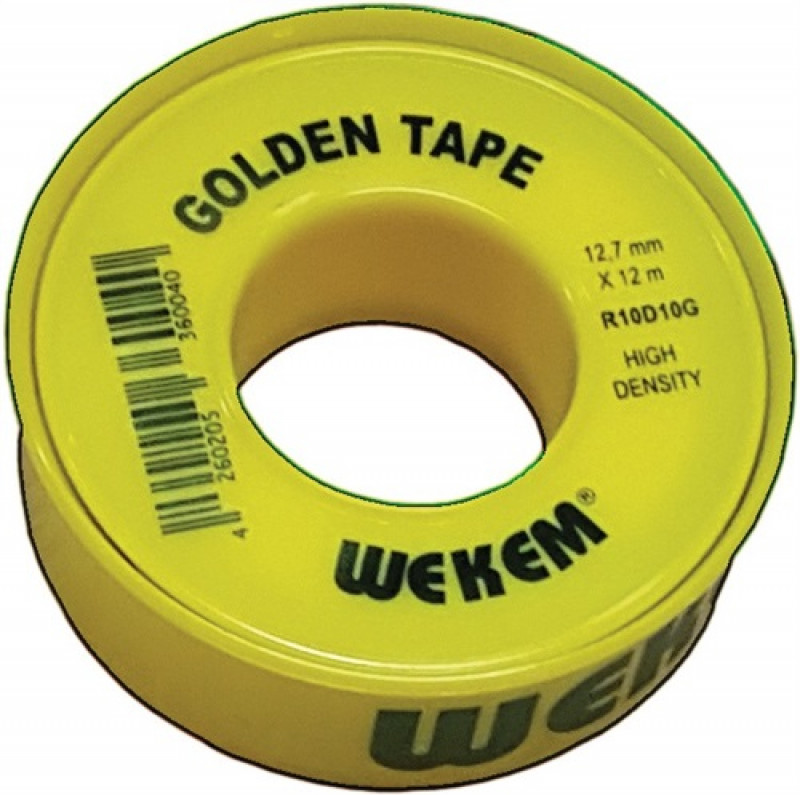 PTFE Dichtband Golden Tape L12m B12,7mm D0,1mm 100g/m² Spule WEKEM PTFE Dichtband Golden Tape L12m B12,7mm D0,1mm 100g/m² Spule WEKEM