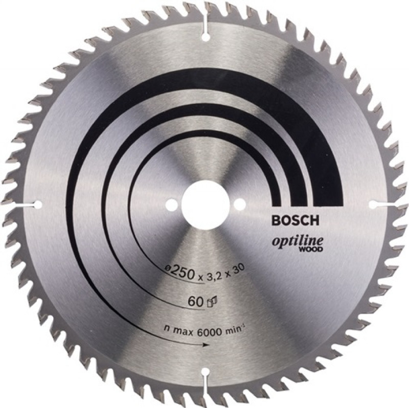 Kreissägeblatt Optiline Wood AD250mm Z.60 WZ Bohr.30mm Schnitt-B.3,2mm HM BOSCH Kreissägeblatt Optiline Wood AD250mm Z.60 WZ Bohr.30mm Schnitt-B.3,2mm HM BOSCH
