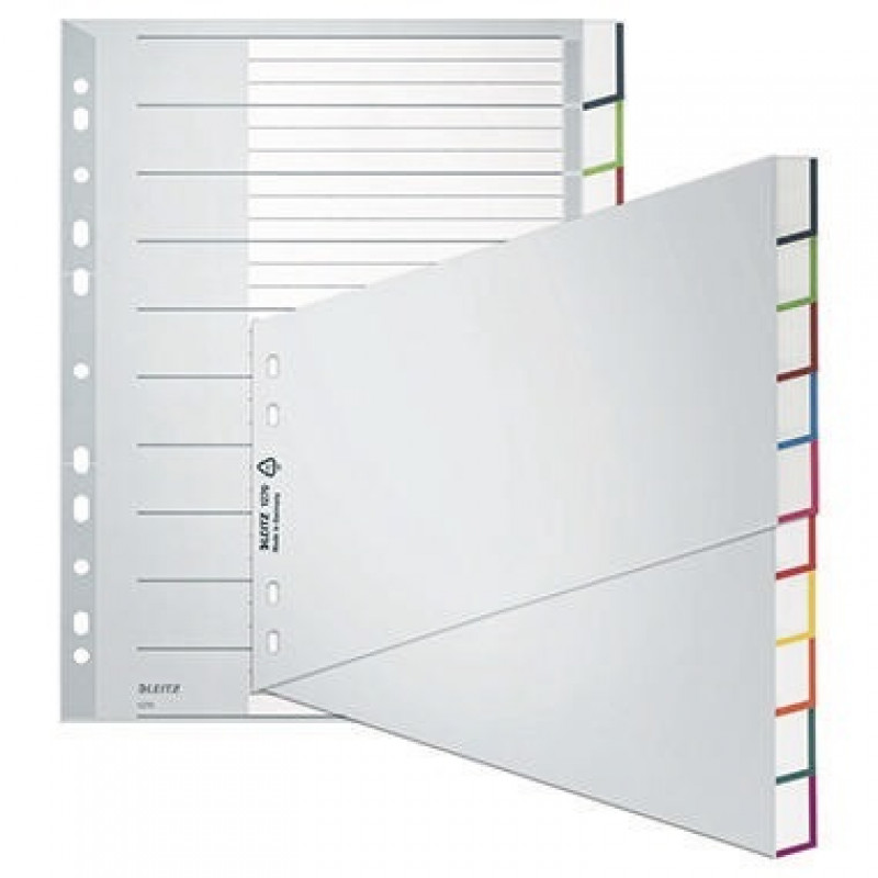 Leitz Register 12700000 blanko DIN A4 10teilig PP grau