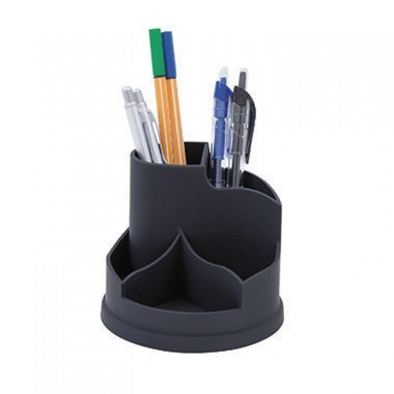 Stifteköcher 12x12x11cm 5Fächer rund drehbar Polystyrol schwarz Stifteköcher 12x12x11cm 5Fächer rund drehbar Polystyrol schwarz