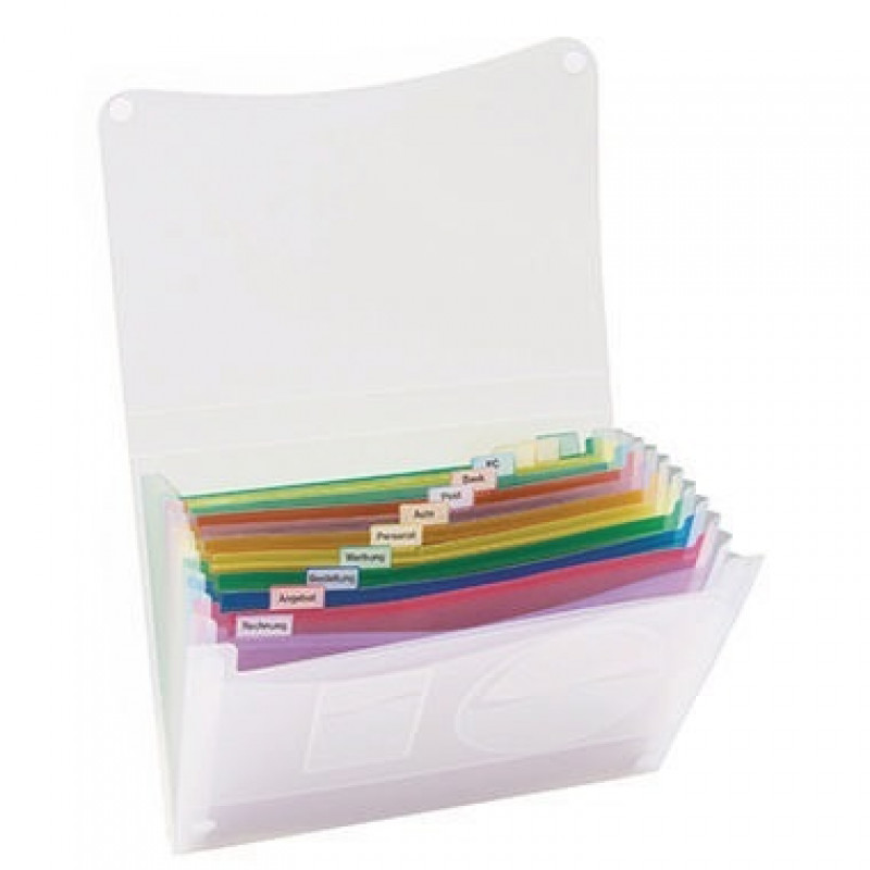 Fächertasche DIN A4 13Fächer Polypropylen transluzent Fächertasche DIN A4 13Fächer Polypropylen transluzent