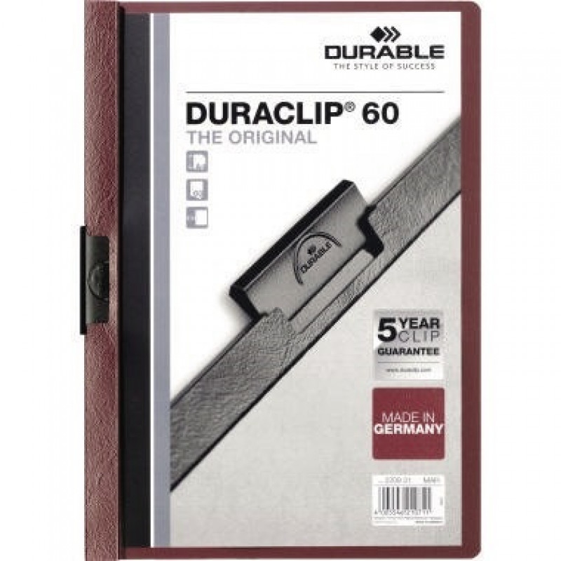 DURABLE Klemmmappe DURACLIP 60 220931 DIN A4 Hartfolie aubergine DURABLE Klemmmappe DURACLIP 60 220931 DIN A4 Hartfolie aubergine
