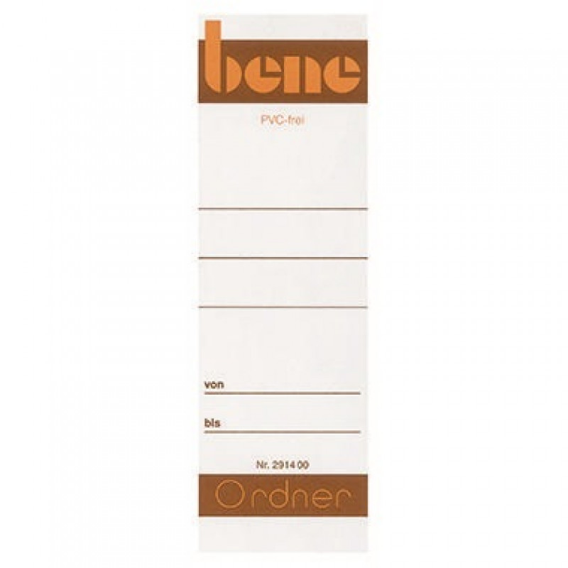 Bene Ordnerrückenschild 291460 breit/kurz Papier ws 10 St./Pack. Bene Ordnerrückenschild 291460 breit/kurz Papier ws 10 St./Pack.