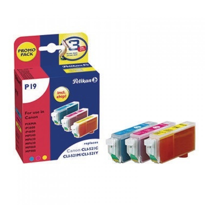 Pelikan Tintenpatrone 4103291 P19 Set wie Canon CLI521 3 St./Pack Pelikan Tintenpatrone 4103291 P19 Set wie Canon CLI521 3 St./Pack
