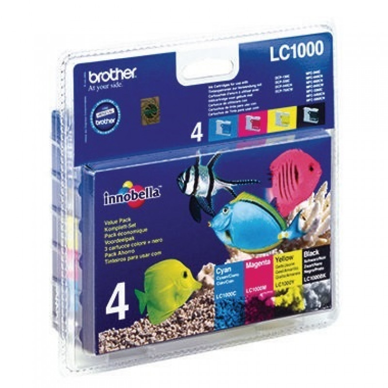 Brother Tintenpatrone LC1000VALBPDR sw/c/m/y 4 St./Pack. Brother Tintenpatrone LC1000VALBPDR sw/c/m/y 4 St./Pack.