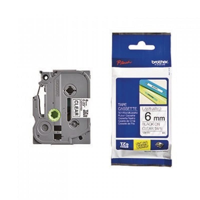 P-touch Schriftbandkassette TZE111 6mmx8m laminiert sw auf fl