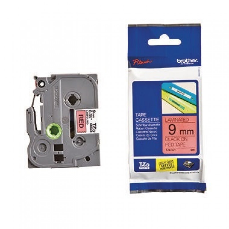 P-touch Schriftbandkassette TZE421 9mmx8m laminiert sw auf rt