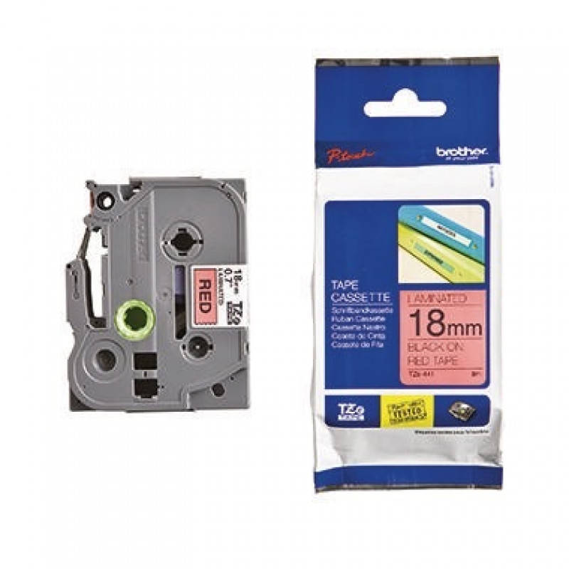 P-touch Schriftbandkassette TZE441 18mmx8m laminiert sw auf rt
