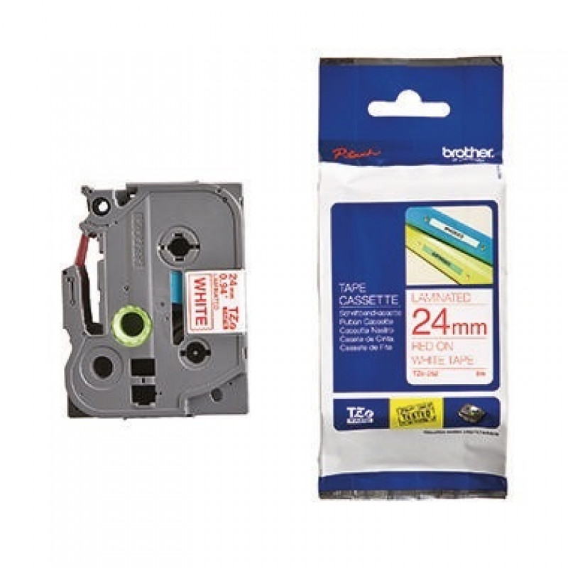 P-touch Schriftbandkassette TZE252 24mmx8m laminiert rt auf ws