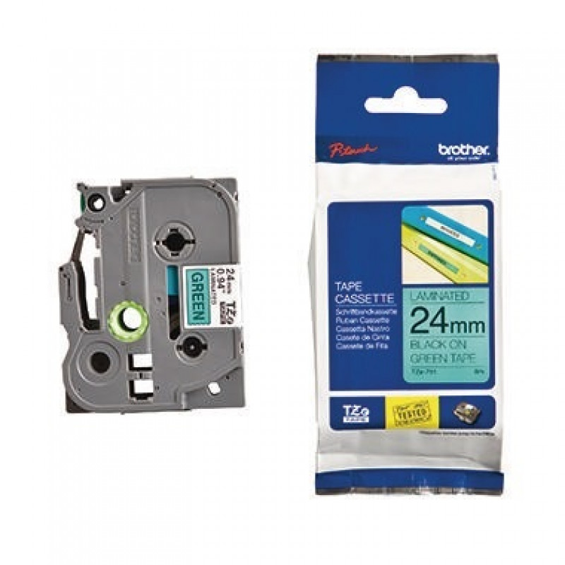 P-touch Schriftbandkassette TZE751 24mmx8m laminiert sw auf gn