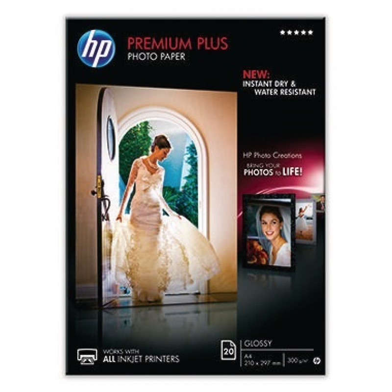 HP Fotopapier Premium Plus CR672A DIN A4 300g weiß 20 Bl./Pack. HP Fotopapier Premium Plus CR672A DIN A4 300g weiß 20 Bl./Pack.