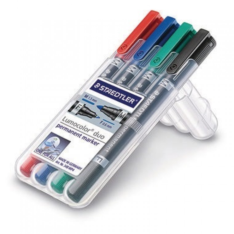 STAEDTLER Permanentmarker Lumocolor duo 348 WP4 0,6mm/1,5mm 4 St./Pack. STAEDTLER Permanentmarker Lumocolor duo 348 WP4 0,6mm/1,5mm 4 St./Pack.