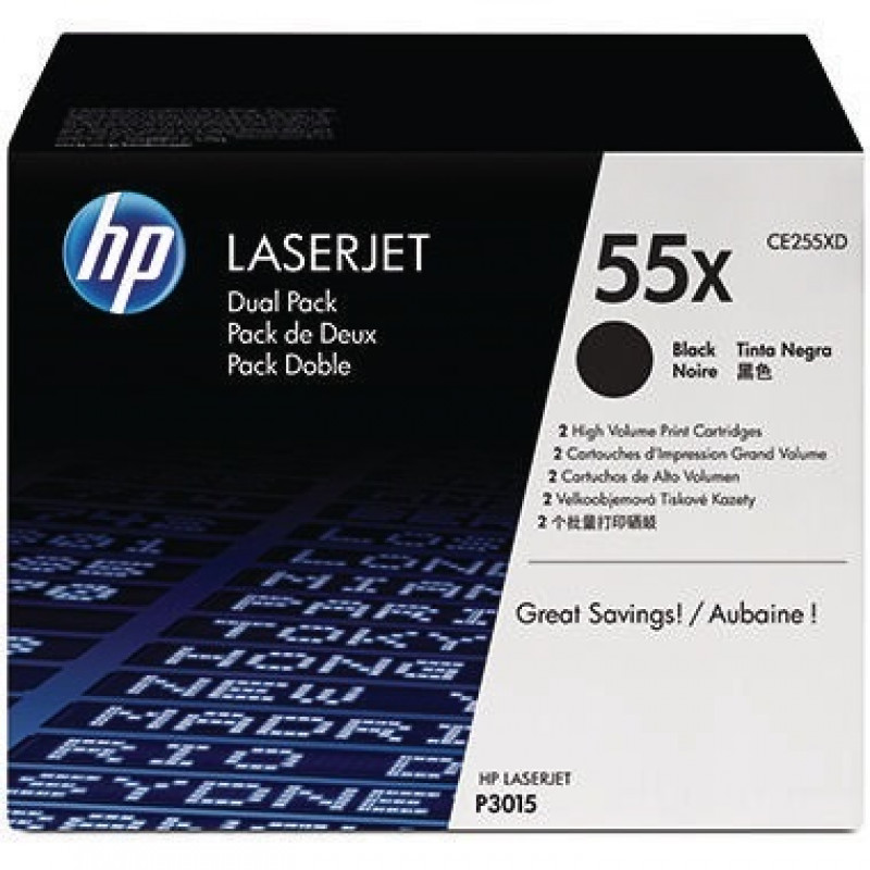 HP Toner CE255XD 55X 12.500Seiten schwarz 2 St./Pack.