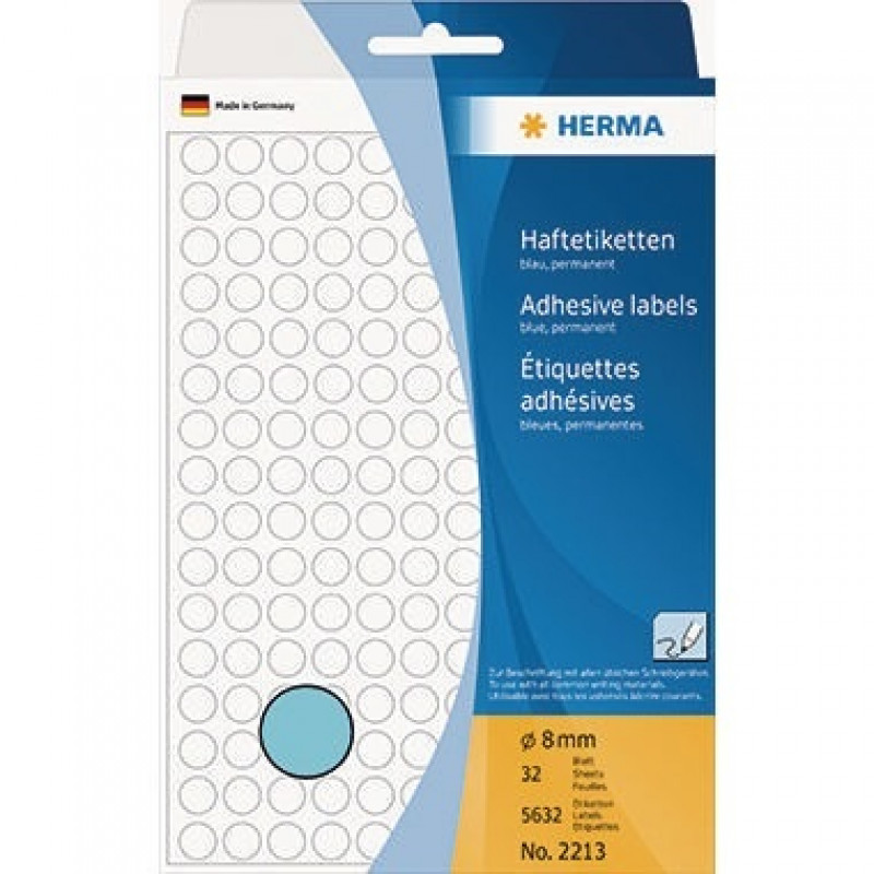 HERMA Markierungspunkt 2213 8mm Papier blau 5.632 St./Pack. HERMA Markierungspunkt 2213 8mm Papier blau 5.632 St./Pack.