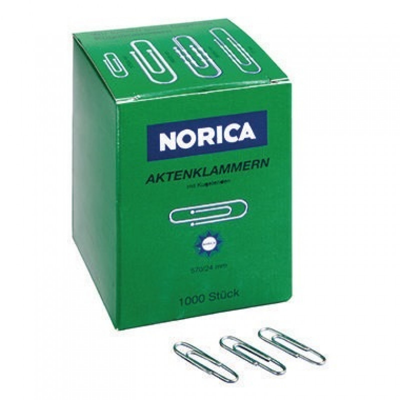 NORICA Büroklammer 2210 24mm Metall glatt verzinkt 1.000 St./Pack. NORICA Büroklammer 2210 24mm Metall glatt verzinkt 1.000 St./Pack.