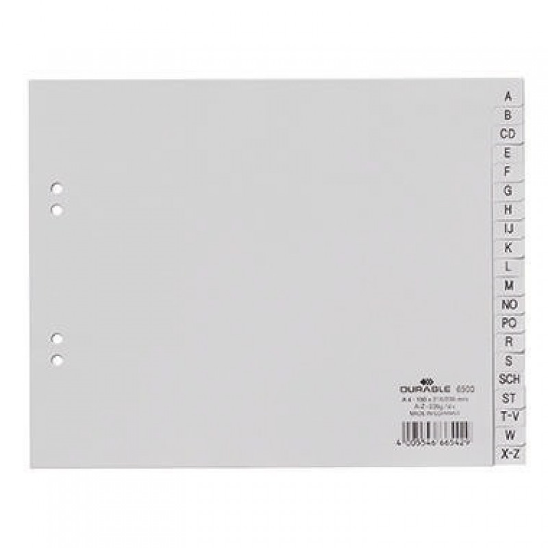 DURABLE Register 650010 DIN A4 teildeckend A-Z 20teilg PP grau DURABLE Register 650010 DIN A4 teildeckend A-Z 20teilg PP grau