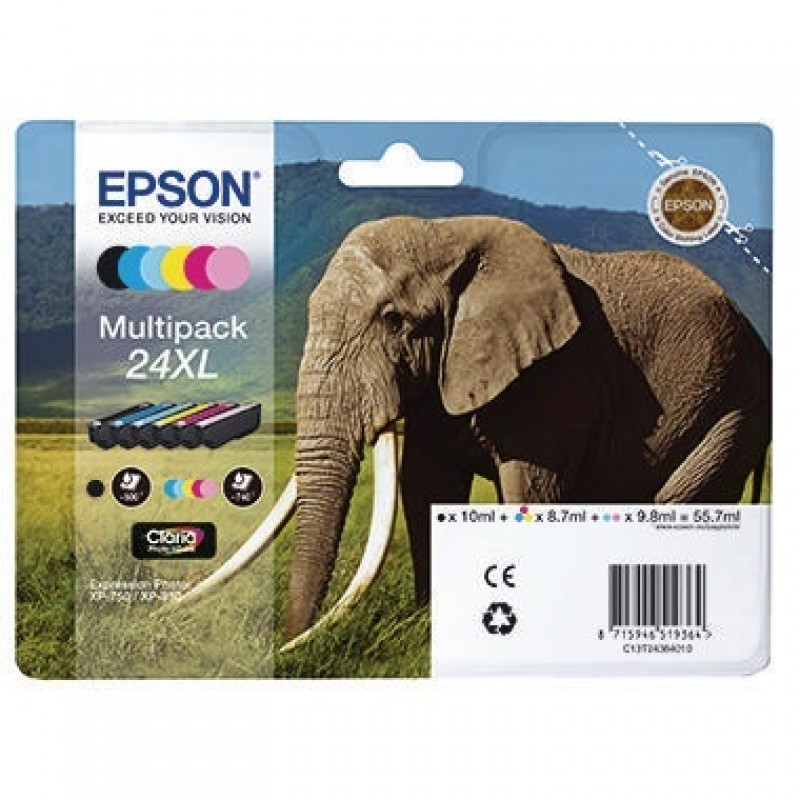Epson Tintenpatrone C13T24384011 Nr.24XL sw/c/m/y/fc/fm 6 St./Pack. Epson Tintenpatrone C13T24384011 Nr.24XL sw/c/m/y/fc/fm 6 St./Pack.