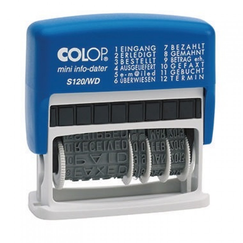COLOP Datumstempel mini info-dater S120/WD 1453100200 blau/grau COLOP Datumstempel mini info-dater S120/WD 1453100200 blau/grau