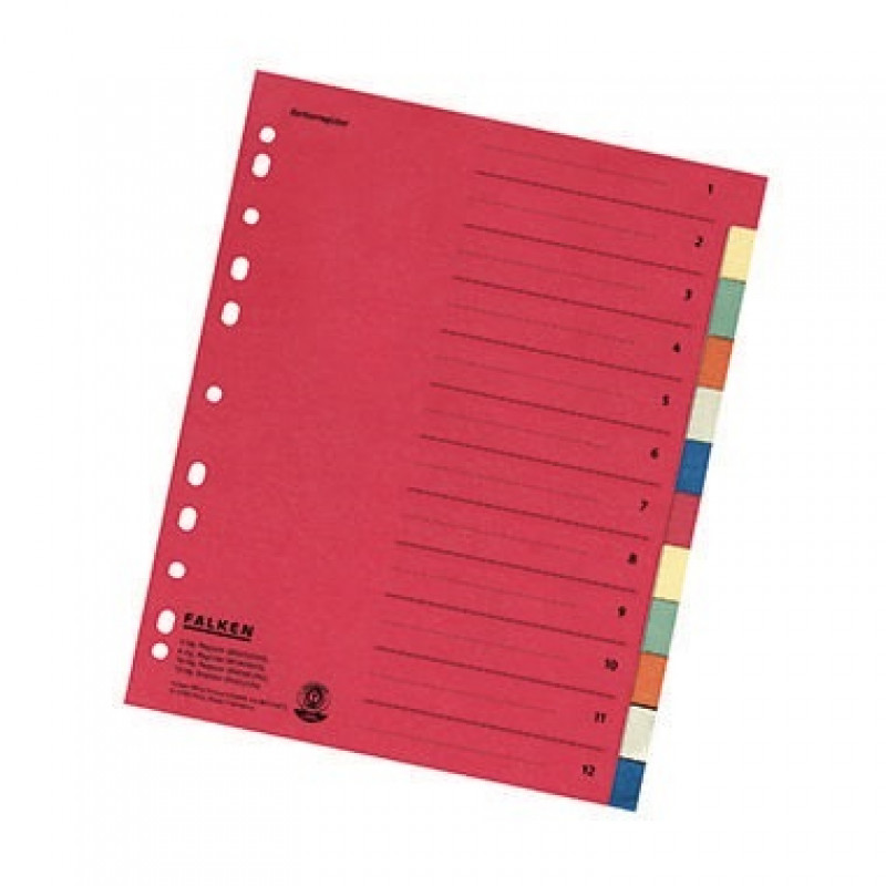 Falken Register 10615334 DIN A4 12teilig Manilakarton farbig Falken Register 10615334 DIN A4 12teilig Manilakarton farbig