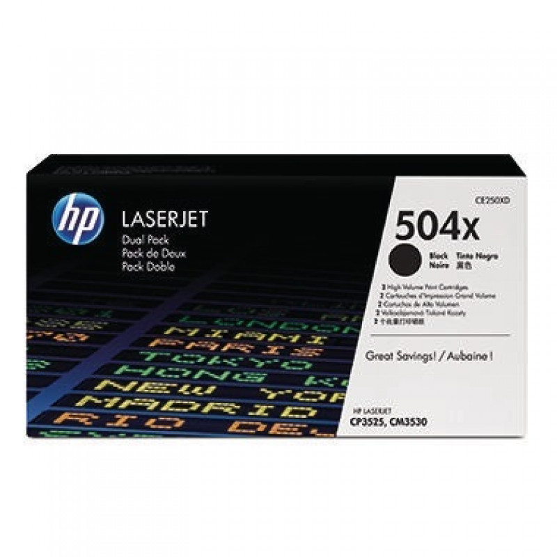 HP Toner CE250XD 504X 10.500Seiten schwarz 2 St./Pack.