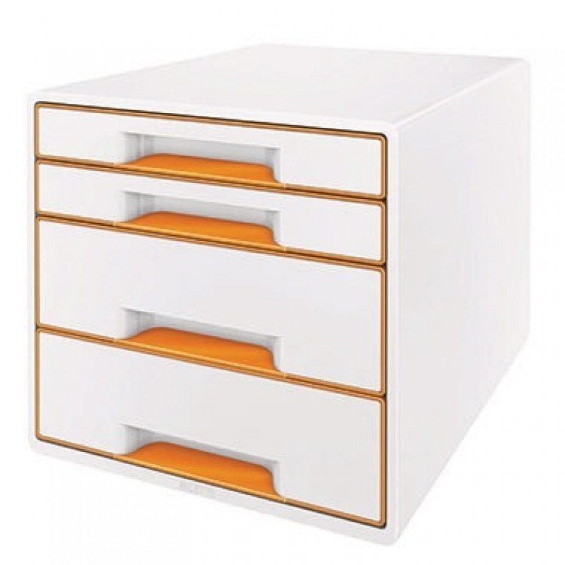 Leitz Schubladenbox WOW CUBE 52131044 4Schubfächer weiß/orange
