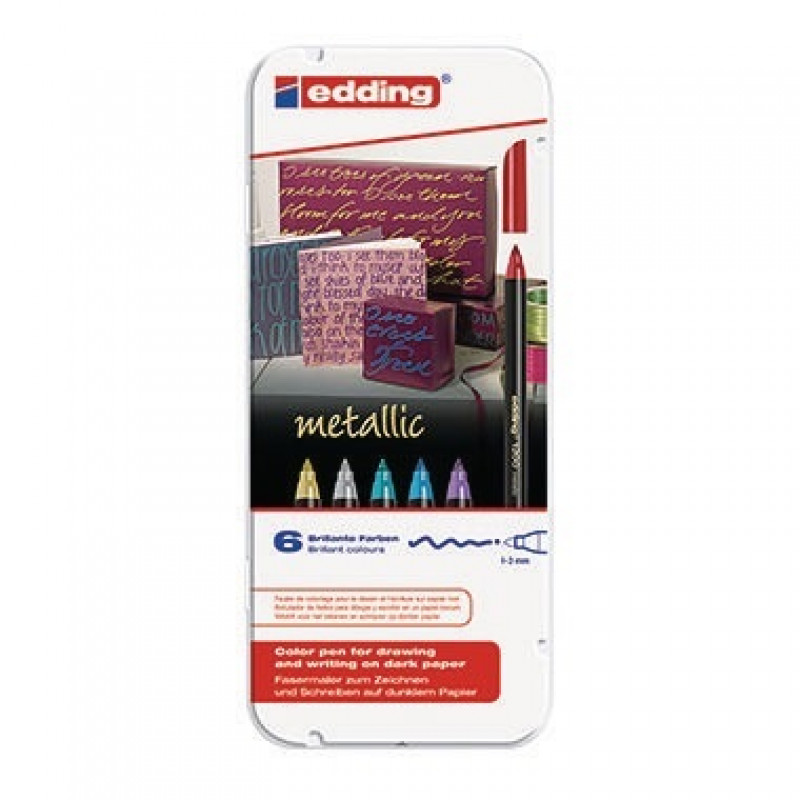 edding Fasermaler 1200 metallic color pen 4-1200-6 1-3mm 6 St./Pack edding Fasermaler 1200 metallic color pen 4-1200-6 1-3mm 6 St./Pack
