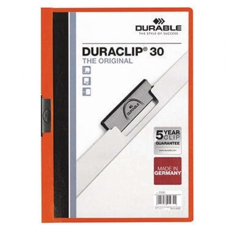 DURABLE Klemmmappe DURACLIP 30 220009 DIN A4 Polyethylen orange DURABLE Klemmmappe DURACLIP 30 220009 DIN A4 Polyethylen orange