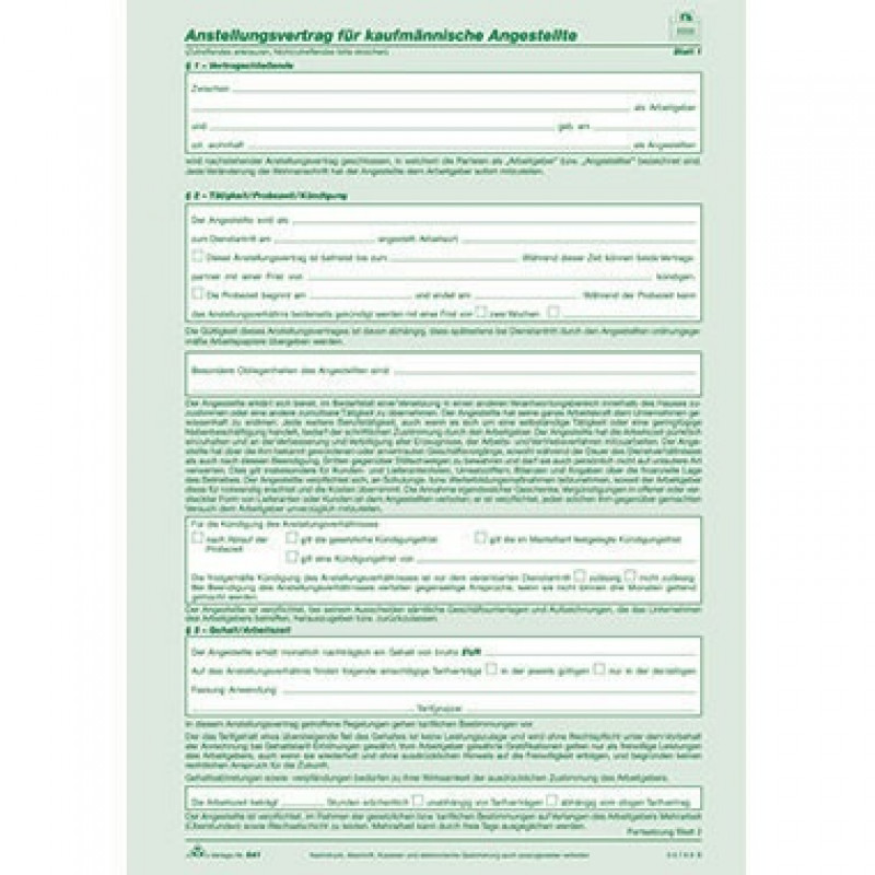 RNK Anstellungsvertrag 541 kfm. Angestellte DIN A4 SD 1x2Blatt RNK Anstellungsvertrag 541 kfm. Angestellte DIN A4 SD 1x2Blatt