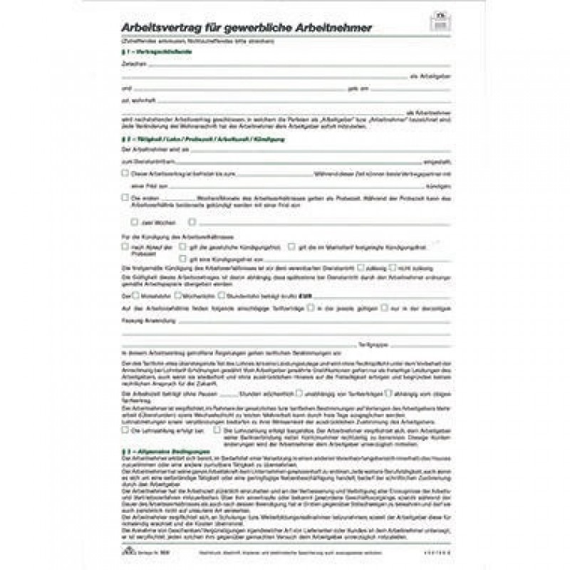 RNK Arbeitsvertrag 502 gewerblich DIN A4 100x2Blatt RNK Arbeitsvertrag 502 gewerblich DIN A4 100x2Blatt