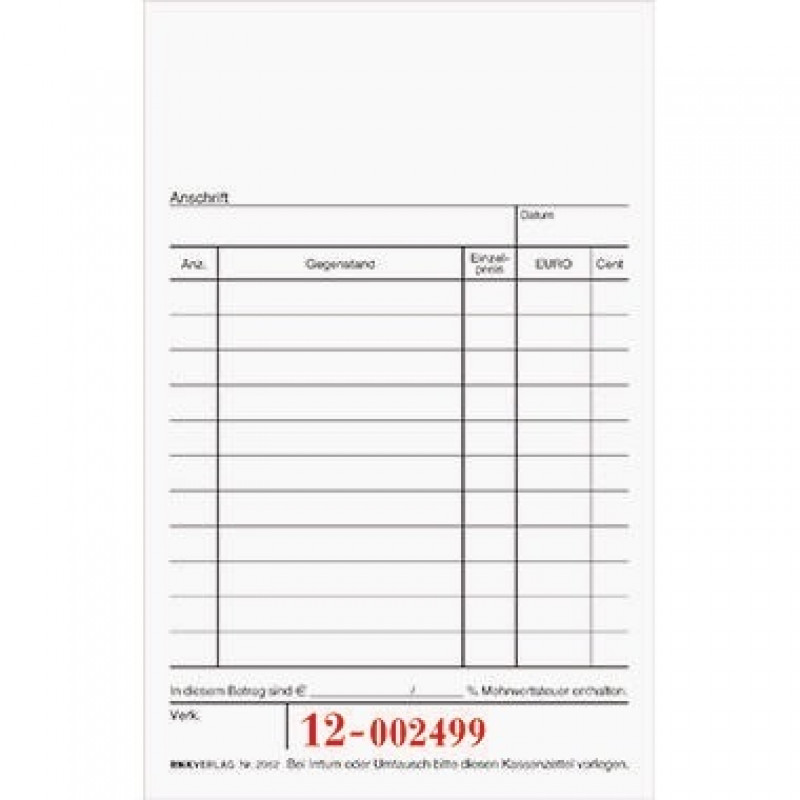 RNK Kassenblock 2952 15x10cm oben geheftet 50x2Blatt RNK Kassenblock 2952 15x10cm oben geheftet 50x2Blatt