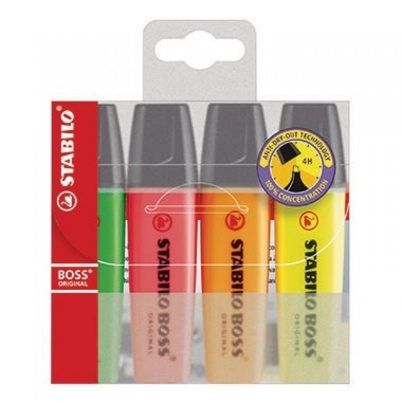 STABILO Textmarker BOSS ORIGINAL 70/4 2-5mm sortiert 4 St./Pack. STABILO Textmarker BOSS ORIGINAL 70/4 2-5mm sortiert 4 St./Pack.