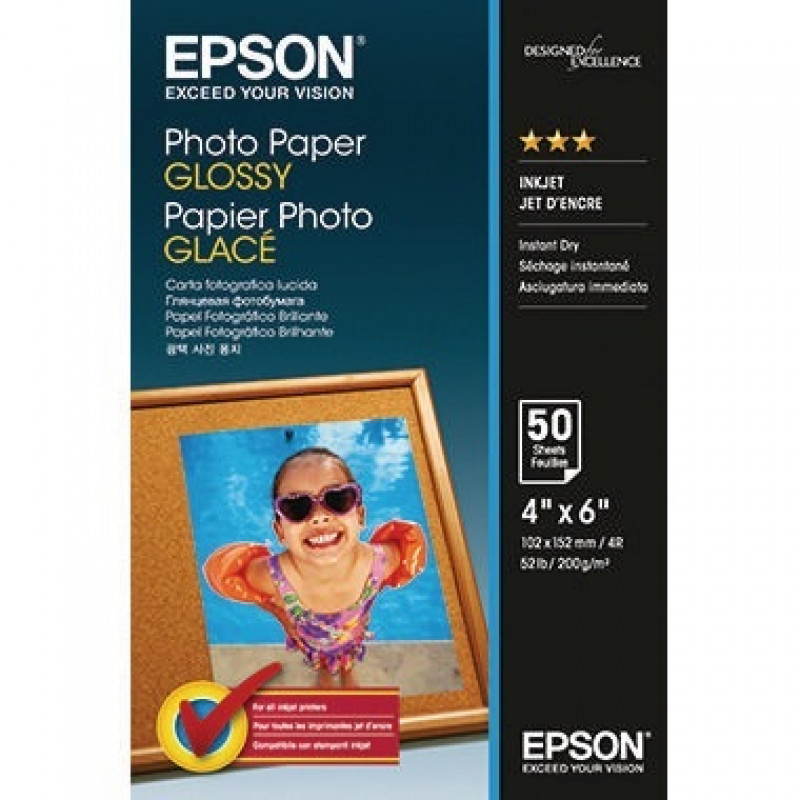Epson Fotopapier C13S042547 10x15cm 200g Glossy weiß 50 Bl./Pack. Epson Fotopapier C13S042547 10x15cm 200g Glossy weiß 50 Bl./Pack.